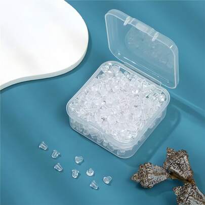 1 Box 300 Pieces / Earring Back Plug DIY Earring Hooded Earring Back Hair Ring Accessories 4mm Women's Fashion Earplugs