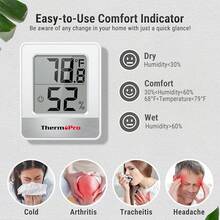 ThermoPro TP49 - Termómetro digital para interiores con monitor de temperatura y humedad, mini termómetro higrómetro - 1 - Ver 6