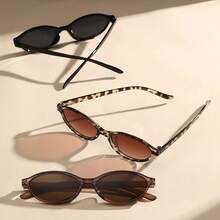 3-Pack Unisex Y2K Basic Small Frame Simple Fashion Decorative Glasses, Cat Eye Style Thin Edge Suitable For Party/School Shopping Daily Use Halloween Christmas Return Season Gift Shooting  Durable Stunning Accessories - 3pcs-紋深茶組合 - 查看 5