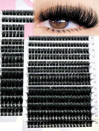 160/190/200 Stücke Büschel Wimpern Einzelwimpern Mix 8-16mm C Curl Wimpernverlängerung Büschel Wimpern zum Selbermachen der Wimpernverlängerung zu Hause