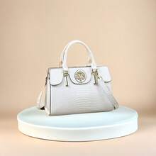 Bolso de mano con estampado de cocodrilo, bolso de hombro elegante de piel sintética con cremallera y correa ajustable para mujeres