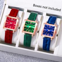 1 Set Reloj de mujer de moda casual con esfera cuadrada simple, reloj de cuarzo con escala y combinación de correa. Perfecto para uso diario, regalos de cumpleaños, fiestas, reuniones festivas y como regalo ideal para ti o tus amigos. No incluye cajas.