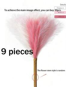 9/18件装人造藤条草，逼真芦苇花，蓬松茎秆，适用于婚礼、花束装饰、家居装饰（粉色+白色+米色）、情人节、生日礼物、毕业典礼、秋季装饰、秋季主题人造植物 - 彩色 - 查看 12