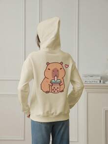 1 Stück Mädchen Lässiger bedruckter Pullover Hoodie Sweatshirt, warm thermisch gefüttert, Langarm, Herbst/Winter - Lustiger und bunter Hoodie, um die Fantasie junger Geister anzuregen