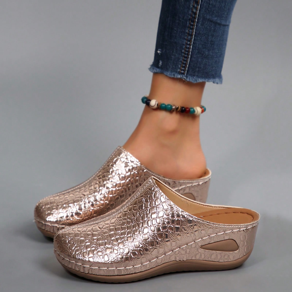 Elegantes zuecos de plataforma y cuña de moda para mujer, suela suave y cómoda, adecuados para uso casual, caminar y ir al trabajo en primavera/oto?