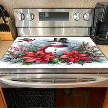 1 buc., Crăciun Fericit, Model Decorativ cu Temă de Flori și Om de Zăpadă, Covor Izolator pentru Mașină de Cafea, Covor Practic pentru Mașina de Spălat, Rafinat și Frumos Acasă, Ușor de Uscat și Șters. - Multicolor - Vizualizare 5