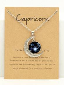 1pc-12pcs Retro Luminous Moon 12 Zodiac Signs Pendant Necklaces, Party Birthday Gifts & Daily Wear