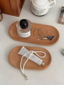 1pc Creative Scandinavian Minimalist Paulownia Wood Tray, Desktop Aromatherapy Candle Stand, Wooden Plate Entryway Key Holder Jewelry Earrings Necklace Organizer For Women Storage Organizer Travel Holiday Essential Fall Decor Autumn Halloween