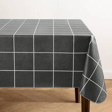 Home Fashions - Mantel de Vinilo a Cuadros para Ventanas Resistente al Agua y a Las Manchas con Respaldo de Franela, 60 x 84 Pulgadas, Ovalado, - Negro - Ver 12