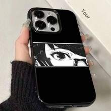 Funda de teléfono transparente y suave con diseño minimalista y fresco, estilo de dibujo a mano de personaje de anime, ojos en blanco y negro, ilustración 2D de chica joven, compatible con iPhone 11/12/13 Pro Max, 14 Plus, 15 Plus, 16 Mini, 12Pro, 13PROMAX, 14PLUS, 15 PRO MAX, 16 PLUS, ideal para regalo de Navidad y Año Nuevo, protección de teléfono, cubierta anti-manchas y anti-salpicaduras, diseño minimalista, alta calidad. - Blanco y Negro - Ver 4