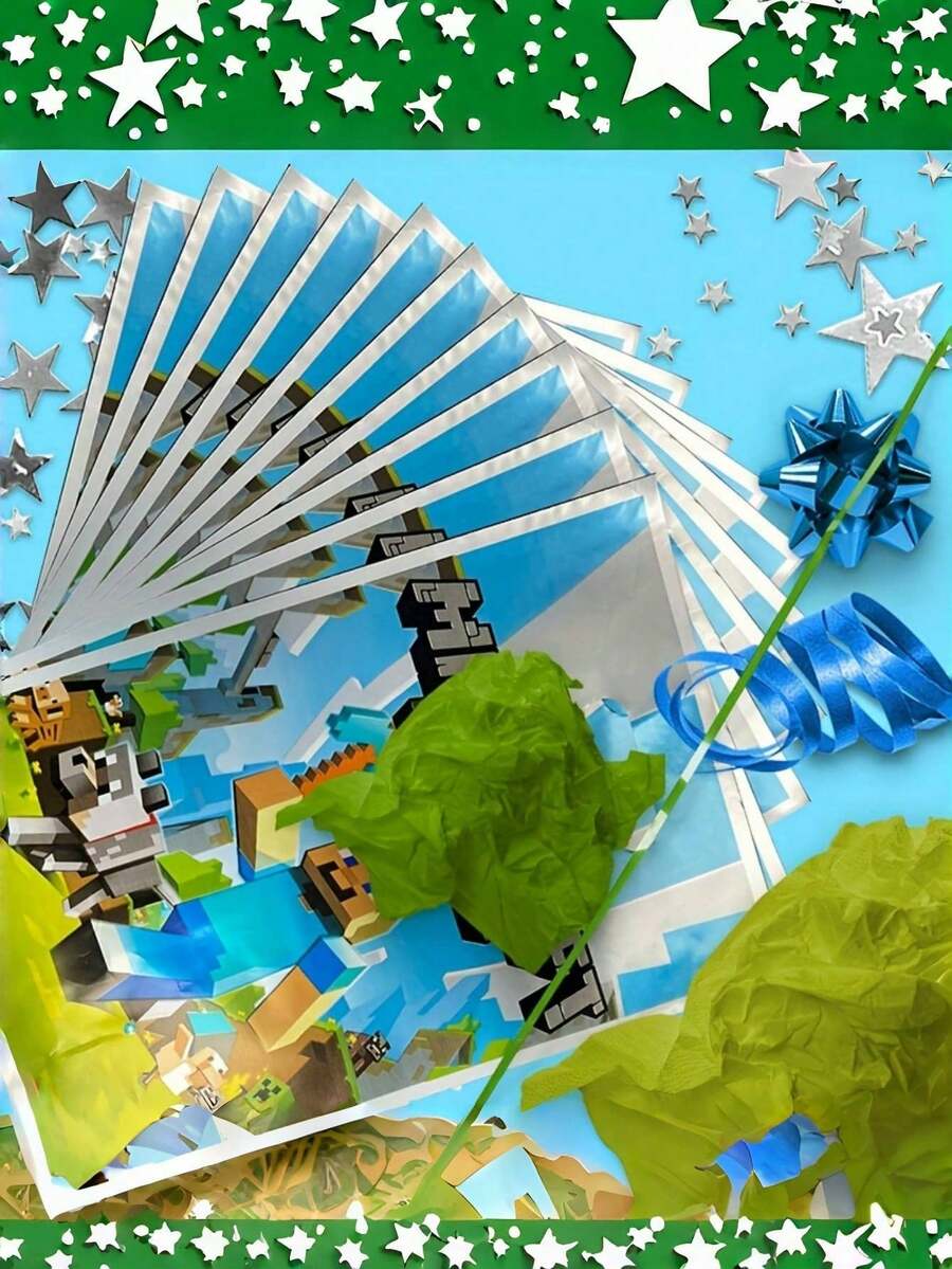 10 sacos de presente com tema Minecraft, sacos de presente para festa em estilo pixel, sacos de embalagem à prova d'água, adequados para Natal, aniversário, dia dos pais e outras lembrancinhas de festas de fim de ano