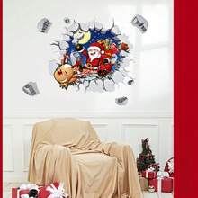 Le Père Noël arrive, sticker mural de Noël, décoration du Nouvel An, PVC transparent, décoration de la maison, stickers muraux amovibles, décoration murale, décoration de la maison, décorations de Noël, décorations de Noël pour la maison