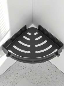 1个/2个装淋浴角置物架，PP材质，收纳架，整理架，适合家庭使用，可用于浴室、厨房，放置洗发水、沐浴露、化妆品等，节省空间，易于安装，防滑设计，浴室配件，淋浴置物架，房车必备，家居装饰浴室配件浴室工具 - 黑色 - 查看 4