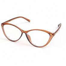 1 Pair Women's Blue Light Deflecting Glasses - Sleek Cat Eye Big Frame Eyewear For Computer Use & Vision Protection | Back To School, Fall, Christmas - Brown - View 4