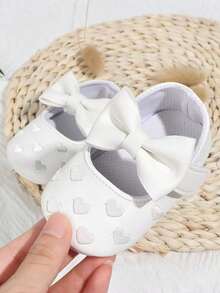 Zapatos de bebé bordados con forma de corazón para niños de 0 a 1 año - Blanco - Ver 9