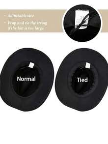 1 件男女通用小号卷边毡礼帽，爵士帽，配有腰带扣配件，适合万圣节、返校季、节假日等日常休闲穿着 - 藏蓝色 - 查看 8