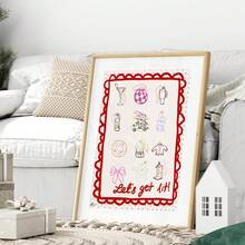 3pcs/Set Pink Christmas Posters, Christmas Wall Decorations, Fashionable And Coquettish Holiday Prints, Christmas Canvas Prints, Cowgirl Christmas Aesthetics, Suitable For Home Decor, Room Decor, Bedroom Decor, Living Room Decoration, Bathroom Decor, Wall Decor, Christmas Decorations For Home, Optional Wall Art With Frame - Multicolor - View 6