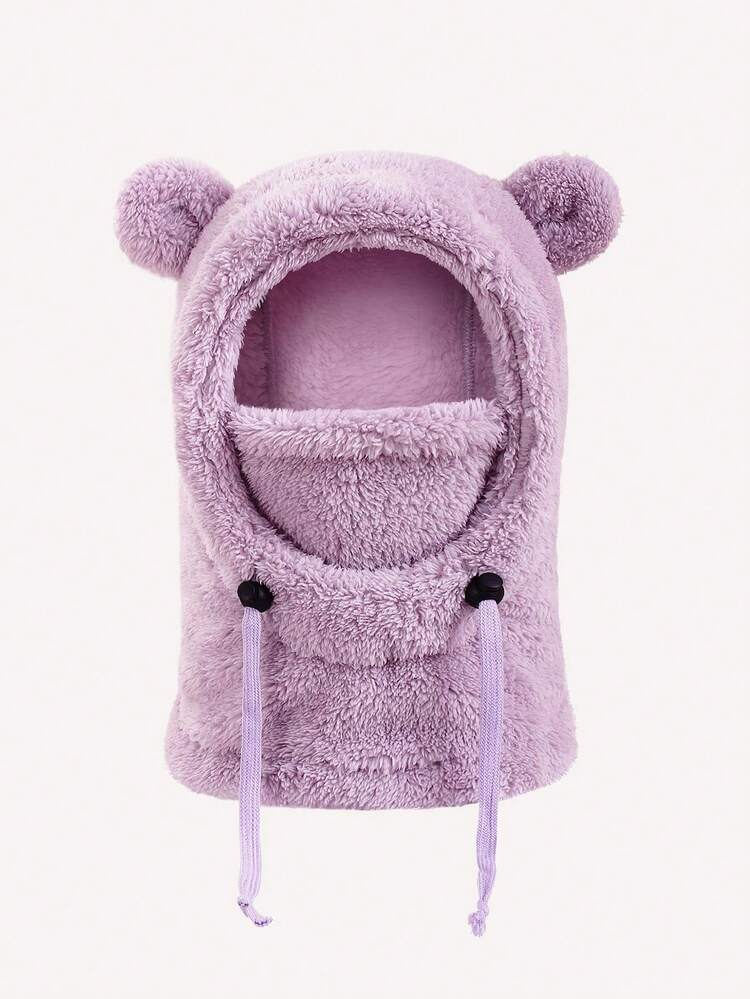 1 Peça Balaclava Infantil de Veludo Quente de Inverno para Meninos e Meninas, Balaclava de Fleece Multifuncional à Prova de Vento, Tamanho Único com Orelhas de Urso, Chapéu Quente de Inverno - Balaclava com orelhas - Visão 12