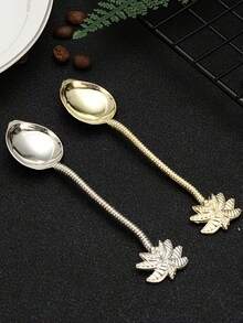 Tropical Coconut Palm Teaspoon Coffee Stirring Spoons - Golden Metal Souvenir With Palm Leaf Design, Ideal For Dining Bar Decor, Bar Accessories Tropical Theme Decor Durable Metal Spoons, Coffee Bar Accessories Long Handle Coffee Spoon, Iced Tea Spoon, Ice Cream Spoon, Stirring Spoon, Dessert Scoop, Coffee Scoop, Ice Cream Spoon, Mixing Scoop, Hotel, Restaurant, Public Jam Spoon, Tableware School Supplies,Back To School,Valentine Day/Valentines - Multicolor - View 21