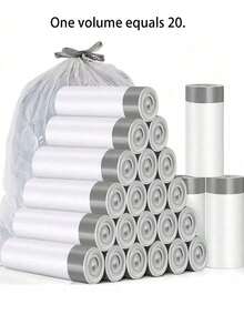 1/20/100个加厚大号抽绳垃圾袋，白色垃圾袋，适用于厨房、办公室、卧室、浴室，4加仑内衬，携带方便（1个为试用装，请谨慎购买） - 白色 - 查看 10