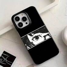 Funda de teléfono transparente y suave con diseño minimalista y fresco, estilo de dibujo a mano de personaje de anime, ojos en blanco y negro, ilustración 2D de chica joven, compatible con iPhone 11/12/13 Pro Max, 14 Plus, 15 Plus, 16 Mini, 12Pro, 13PROMAX, 14PLUS, 15 PRO MAX, 16 PLUS, ideal para regalo de Navidad y Año Nuevo, protección de teléfono, cubierta anti-manchas y anti-salpicaduras, diseño minimalista, alta calidad. - Blanco y Negro - Ver 5