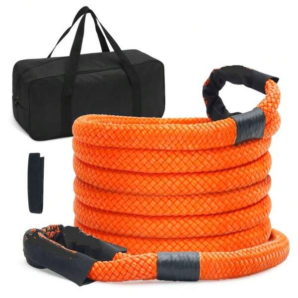 25.4 Mm X 6.1 M Heavy-Duty Kinetic Recovery Tow Rope - 17237 Kg Snatch Strap For , Truck, ATV, UTV, SUV & Tractor - Extreme Duty With 30% Elasticity For Off-Road Recovery