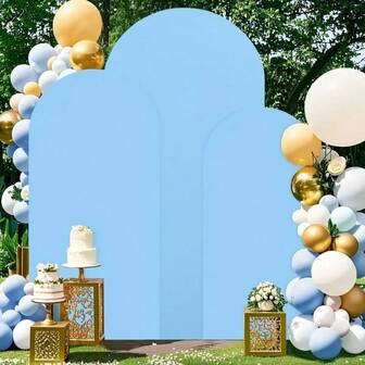 1 Pc, Light Blue Arch Background Wedding Arch Cover In Multiple Sizes, 2-Sided Spandex Fiber Combined Fabric Arch Background, Dome Arch Background Fabric, Perfect For Birthday Parties, Christmas, Halloween, Valentine's Day, New Year, Bridal Showers, Anniversaries, Celebrations, Bachelor Parties, Wedding Arch Booth Decorations (No Arch Booth Included, Only Fabric Background), Party Background