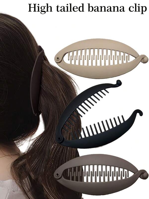 1 peça/2 peças/3 peças/5 peças Grampos de cabelo minimalistas médios em formato de rabo de peixe, comprimento 11,7 cm/4,6 pol., elegante grampo de banana com torção vertical alta para rabo de cavalo, acessório de cabelo para coque, ondas, rabo de cavalo, lançamento de primavera e verão, presente para amigos, fácil de usar