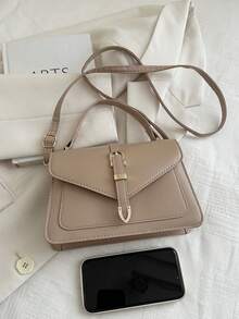 纯色、学生、街头、休闲、简约时尚手提包 - 卡其色 - 查看 4