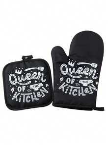 مجموعة قفازي مطبخ/فرن ميكروويف سميكة مقاومة للحرارة 2 قطعة، قفازات وسجادة للخبز والطهي، متعددة الألوان