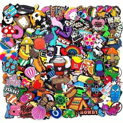 Random 10/20/30/50/100Pcs Food/Animal/Flower/Cute Cartoon Series Shoe Charms For Clogs Sandals, Shoe Decoration Premium Quality Popular Charms Accessories Great Gift For Teens Men Women And Adults, Cute Shoes Accessories For Spring Summer Beach Or Daily Wear Women Men Shoes