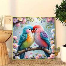 1 Bộ tranh kim cương 5D 30*30cm/11.8*11.8in 5D với thiết kế hình chú chim tình yêu trên cành cây, Thủ công nghệ thuật kim cương tự làm để trang trí nhà, có khung - Nhiều màu - Xem 13