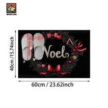 1 pièce Tapis de bain antidérapant avec motif de baies de houx et nœud de Noël, en matériau imitation cachemire, décoratif moelleux, convient pour la salle de bain, la porte, la cuisine et autres occasions, lavable en machine, décoration de Noël, peut être offert en cadeau