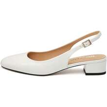 Women's Chunky Heel Slingback Pumps Square Closed Toe 1.5 Inch Low Block Heels Casual Wedding Work Dressy Shoeshalloween - trắng - Xem 5