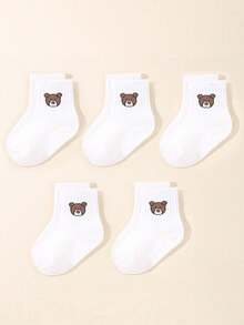 10双可爱小熊婴儿袜，适合幼儿男女宝宝，柔软黑白配色，新生儿袜，婴儿派对装饰袜，秋冬季保暖短袜，万圣节圣诞节礼物 - 彩色 - 查看 7