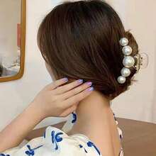 1pc/4pcs Women Faux Pearl Plastic Hair Claw Clips, Small/Medium/Large Sizes, Elegant Hair Claw Hairpin, Suitable For Different Hair Volumes, Daily, Commute, Outdoor, Casual Use, Fashion Gift Fall Winter Hair Clip Hair Accessories For Women For Vacation Outfits Woman Autumn Hair Clutch