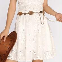 1 قطعة سلسلة خصر غربية ذهبية كبيرة الحجم، حزام معدني مزين بالعملات، إكسسوار جسم لإطلالة بوهيمية في المهرجانات والشاطئ