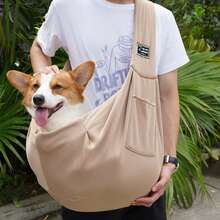 1pc Foldable Breathable Pet Carrier Bag, Large Capacity Pet Sling Bag