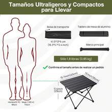 BYCRAY Mesa de Camping Plegable Peque?a, Mesa Plegable Camping Portátil con Tablero de Aluminio,para Aire Libre,Acampar, Senderismo, Picnic, Barbacoa y Playa (40D x 35W x 29H CM) - negro - Ver 3
