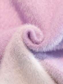 Girls' Cute Ombre Cherry Knit Sweater, Faux Fur Lined, Suitable For Daily, Vacation, Spring, Autumn, Winter