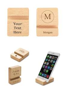 1pc Personalized Wooden Phone Stand, Simple Desktop Phone Holder, Can Be Engraved With Name, Suitable As Memorial Gift For Friends, Family, Lovers, Teachers, Colleagues, Wedding, Party, Halloween, Christmas, Holidays, Company Opening Events, Promotional Gifts