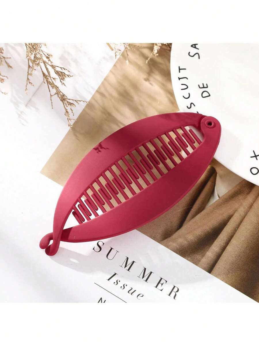 12cm Banana Hair Clip For Women/Solid Oval Clip/Ponytail Holder/Accessory For Girls And Women/Fish Style - Màu Đỏ Sâu - Xem 1