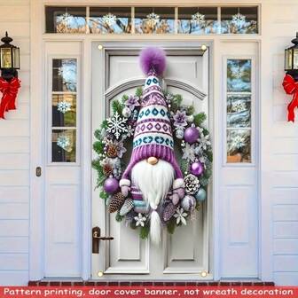 89.92 厘米 X 179.83 厘米 涤纶圣诞花环和帽子装饰，适合室内外使用，无需电源