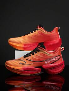 Ultra-Light Carbon Plate Running Shoes For Men, Sports Racing Sneakers With Bounce-Back, Lightweight, Comfortable, Shock-Absorbing, Breathable Popcorn Design - Red - View 2