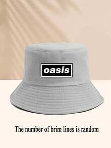 1 Piece Oasis Letter Printing Pattern Bucket Hat For Women Men Fisherman's Hats Sunscreen Windproof And Warm Suitable For Daily Leisure Black/White/Beige