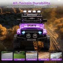 Huisuilinss Kids Ride On Truck,12V Ride On Car,Electric Car With 5MPH Max Speed,Remote Control,Steering Wheel,Accelerator Pedal,Treaded Tires,Music,Ride On Toy For Kids Ages 37-96 Months - Màu tím - Xem 6
