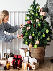 24pcs/Christmas Tree Decoration Ball Set - Shatterproof Christmas Tree Hanging Decoration Medium Hanging Balls For Winter Party New Year Christmas Tree Hanging Decoration (Green Pink)