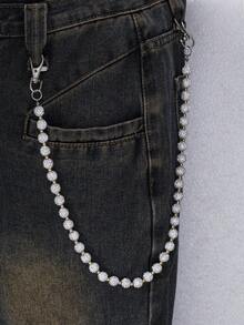 1 件时尚街头嘻哈裤链，奢华简约粘土水钻球水晶链腰带，男女手工身体链，日常穿着装饰，万圣节礼物 - 彩色 - 查看 7