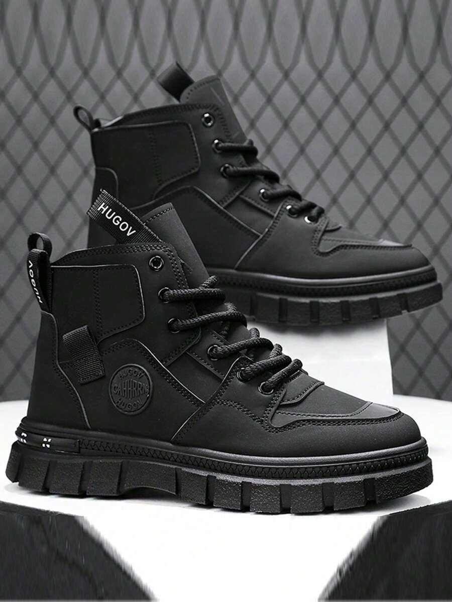 2025 New Men's Hiking Boots, Thick Sole, Anti-Slip, Durable, High-Top, Round Toe, Lace-Up, Color Blocking, Soft & Comfortable, Outdoor Sports, PU Leather, Waterproof, Oil-Resistant, Outdoor Casual, Work, Holiday, Travel, Hiking, Climbing, Adventure