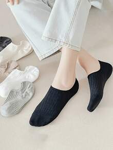 1/3/6 Pairs Solid Pinstripe Boat Socks, Simple Comfy & Breathable Socks, Women's Stockings & Hosiery(1/3/6 Pairs)  Plain    Fabric    Rib-Knit - Không khuôn - Xem 8